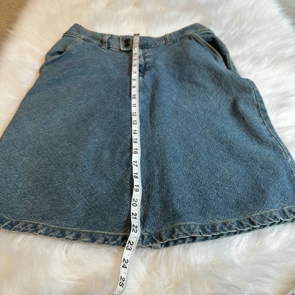 Vintage Skirt Denim Jean 90s Y2K A-Line Academia Crazy Horse Liz Claiborne Sz 8P - Picture 5 of 8